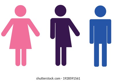 Gender Neutral Or All Gender Restroom Sign Illustration With Man Women And Human Figures Vector