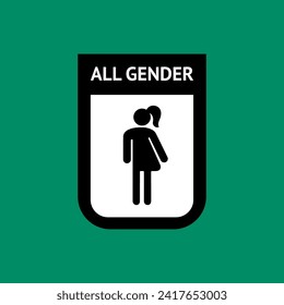 Gender neutral or all gender restroom sign with man women, wc vector illustration