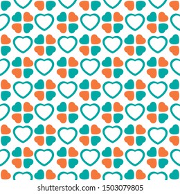 Gender neutral baby seamless pattern with hearts. Design element for nursery, fabric, wallpaper, wrapping paper. Vector illustration. Flat design.