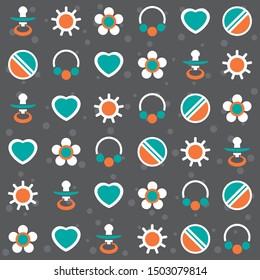 Gender neutral baby seamless pattern. Design element for nursery, fabric, wallpaper, wrapping paper. Vector illustration. Flat design.