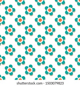 Gender neutral baby seamless pattern with flowers. Design element for nursery, fabric, wallpaper, wrapping paper. Vector illustration. Flat design.