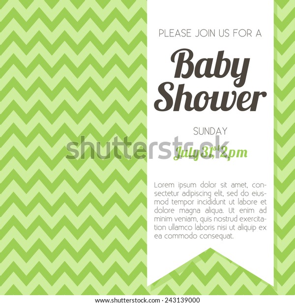 Gender Neutral Baby Shower Invitation Green Stock Vector Royalty