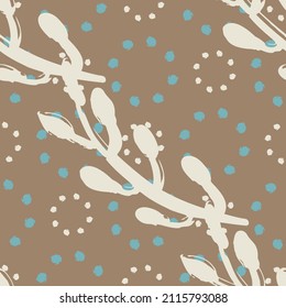Gender neutral floral seamless vector background. Simple whimsical romantic 2 tone pattern. Kids nursery wallpaper or scandi all over print. 