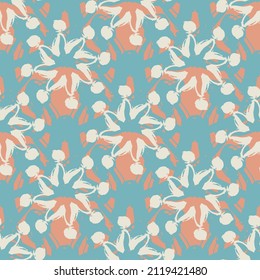 Gender neutral floral seamless vector background. Simple whimsical romantic 2 tone pattern. Kids nursery wallpaper or scandi all over print. 