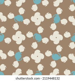 Gender neutral floral seamless vector background. Simple whimsical romantic 2 tone pattern. Kids nursery wallpaper or scandi all over print. 