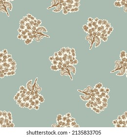 Gender neutral floral seamless vector background. Simple whimsical 2 tone pattern. Kids nursery wallpaper or scandi all over print. 