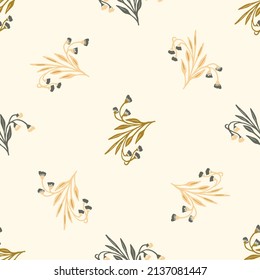 Gender neutral floral seamless vector background. Simple whimsical 2 tone pattern. Kids nursery wallpaper or scandi all over print. 
