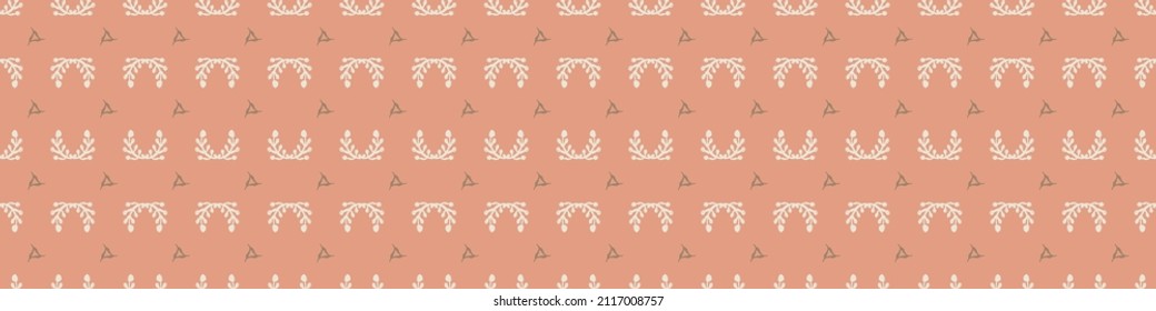 Gender neutral foliage seamless vector border. Simple whimsical romantic 2 tone banner. Kids nursery wallpaper or scandi bordur. 