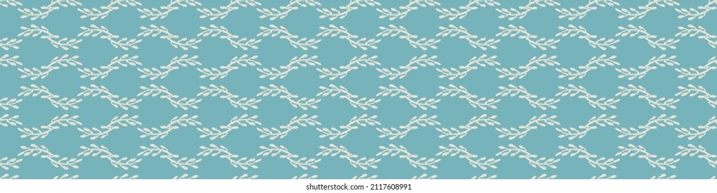 Gender neutral foliage seamless vector border. Simple whimsical romantic 2 tone banner. Kids nursery wallpaper or scandi bordur. 