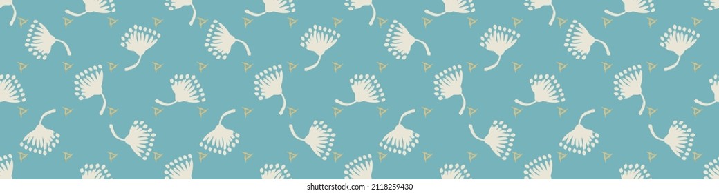Gender neutral foliage seamless vector border. Simple whimsical romantic 2 tone banner. Kids nursery wallpaper or scandi bordur. 