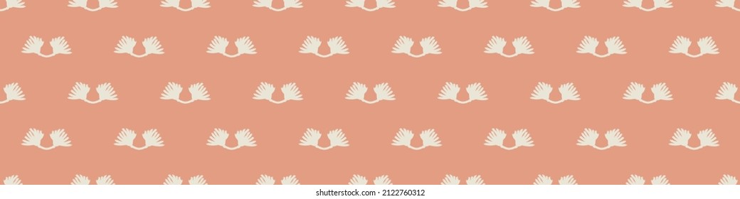 Gender neutral foliage seamless vector border. Simple whimsical romantic 2 tone banner. Kids nursery wallpaper or scandi bordur. 