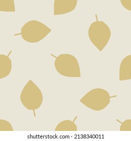 Gender neutral foliage seamless vector background. Simple whimsical 2 tone leaf pattern. Kids nursery wallpaper or scandi all over print. 