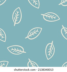 Gender neutral foliage seamless vector background. Simple whimsical 2 tone leaf pattern. Kids nursery wallpaper or scandi all over print. 