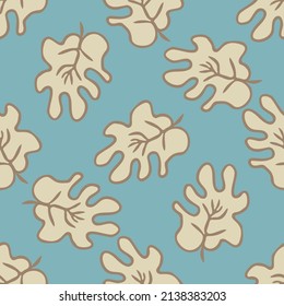 Gender neutral foliage seamless vector background. Simple whimsical 2 tone leaf pattern. Kids nursery wallpaper or scandi all over print. 