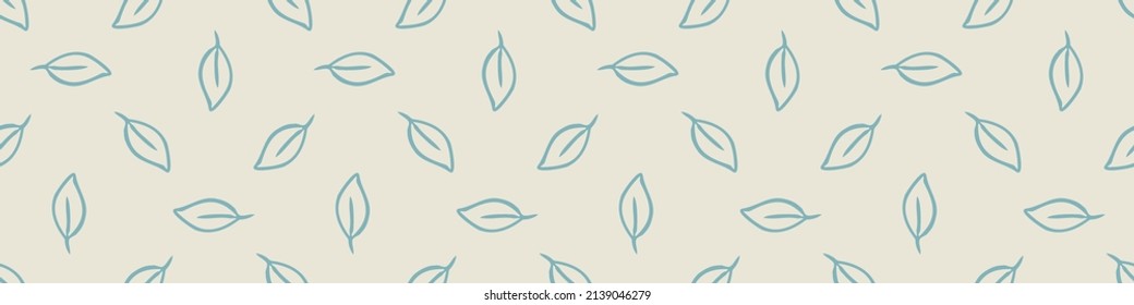 Gender neutral foliage seamless vector border. Simple whimsical 2 tone leaf ribbon. Kids nursery wallpaper or scandi bordur. 