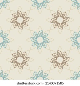 Gender neutral foliage seamless vector background. Simple whimsical 2 tone leaf pattern. Kids nursery wallpaper or scandi all over print. 