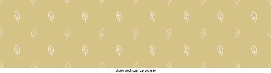 Gender neutral foliage seamless vector border. Simple whimsical 2 tone leaf ribbon. Kids nursery wallpaper or scandi bordur. 