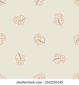 Gender neutral foliage seamless vector background. Simple whimsical 2 tone leaf pattern. Kids nursery wallpaper or scandi all over print. 