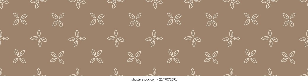 Gender neutral foliage seamless vector border. Simple whimsical 2 tone leaf ribbon. Kids nursery wallpaper or scandi bordur. 