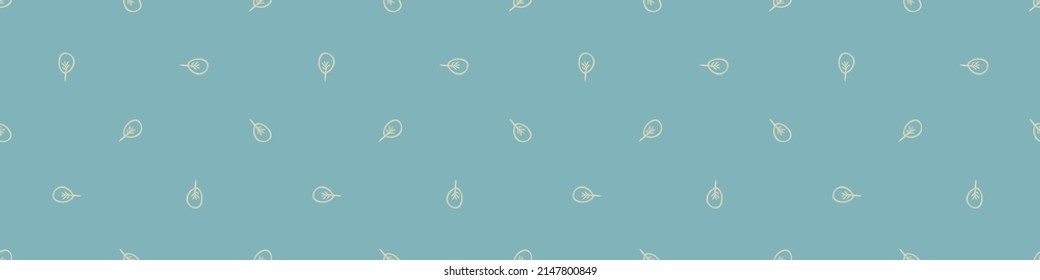 Gender neutral foliage seamless vector border. Simple whimsical 2 tone leaf ribbon. Kids nursery wallpaper or scandi bordur. 