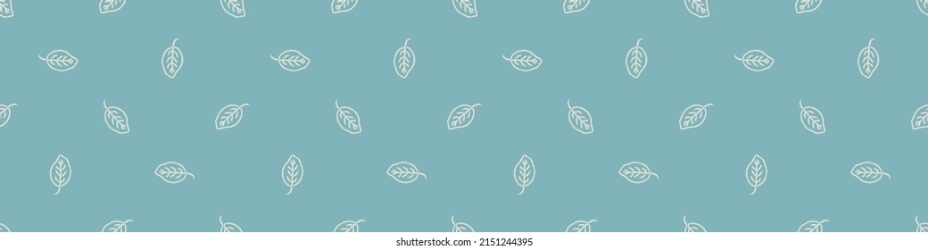 Gender neutral foliage seamless vector border. Simple whimsical 2 tone leaf ribbon. Kids nursery wallpaper or scandi bordur. 