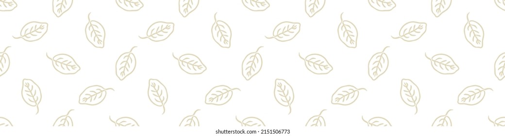 Gender neutral foliage seamless vector border. Simple whimsical 2 tone leaf ribbon. Kids nursery wallpaper or scandi bordur. 