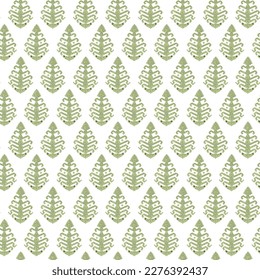 Gender neutral green foliage leaf seamless raster background. Simple whimsical 2 tone pattern. Kids nursery wallpaper or scandi all over print.