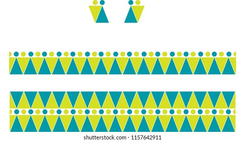 Gender neutral icon and border pattern in green and blue