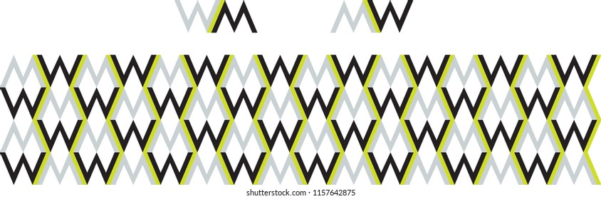 Gender neutral icon and seamless border pattern in grey black and green