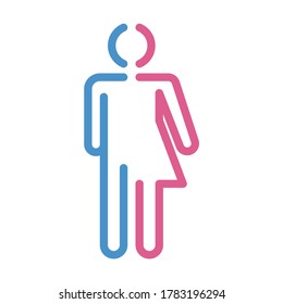 Gender Neutral Icon. Simple Design. Line And Solid Styles. Isolate On White Background.