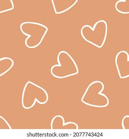 Gender neutral love heart seamless vector background. Simple whimsical romantic 2 tone pattern. Kids nursery wallpaper or scandi all over print. 