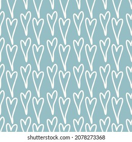 Gender neutral love heart seamless vector background. Simple whimsical romantic 2 tone pattern. Kids nursery wallpaper or scandi all over print. 