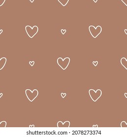 Gender neutral love heart seamless vector background. Simple whimsical romantic 2 tone pattern. Kids nursery wallpaper or scandi all over print. 