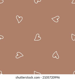 Gender neutral love heart seamless vector background. Simple whimsical romantic 2 tone pattern. Kids nursery wallpaper or scandi all over print. 