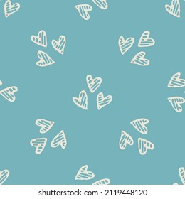 Gender neutral love heart seamless vector background. Simple whimsical romantic 2 tone pattern. Kids nursery wallpaper or scandi all over print. 