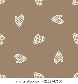 Gender neutral love heart seamless vector background. Simple whimsical romantic 2 tone pattern. Kids nursery wallpaper or scandi all over print. 