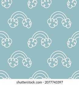  Gender neutral rainbow seamless vector background. Simple whimsical sky two tone pattern. Kids nursery wallpaper or scandi all over print. 