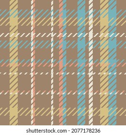 Gender neutral seamless plaid vector pattern. Gingham baby color checker background. Woven tweed all over print. 