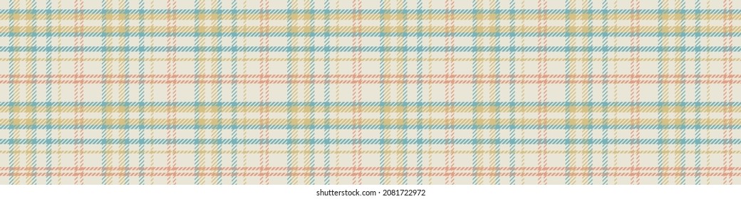 Gender neutral seamless plaid vector border. Gingham baby color checker background. Woven tweed all over print. 