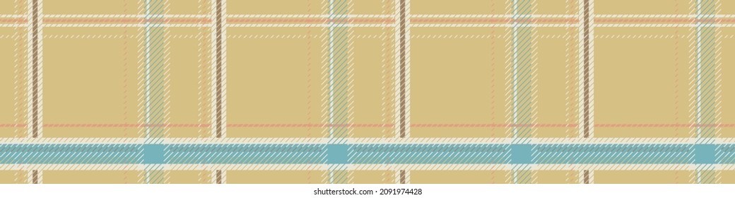 Gender neutral seamless plaid vector border. Gingham baby color checker background. Woven tweed all over print. 