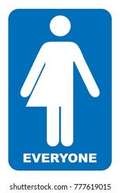 Gender Neutral Sign. Transgender Restroom Sign. Vector Illustration. Blue Symbol Isolated On White. Mandatory Banner. Toilet For Everyone