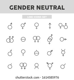 Gender Neutral Simple Set Line Icons. Vector Illustration Symbol Elements For Web Design.
