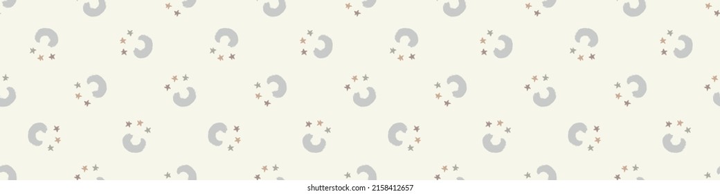 Gender neutral sleepy cartoon seamless vector background. Simple whimsical 2 tone pattern. Kids nursery wallpaper or scandi all over print.