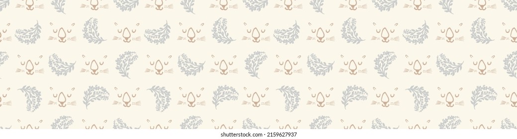 Gender neutral sleepy cartoon seamless vector background. Simple whimsical 2 tone pattern. Kids nursery wallpaper or scandi all over print.