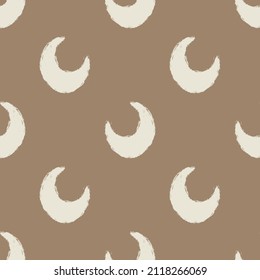 Gender Neutral Sleepy Star And Moon Seamless Vector Background. Simple Whimsical Romantic 2 Tone Pattern. Kids Nursery Wallpaper Or Scandi All Over Print. 