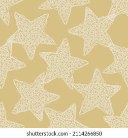 Gender neutral sleepy star seamless vector background. Simple whimsical romantic 2 tone pattern. Kids nursery wallpaper or scandi all over print. 