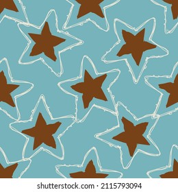 Gender neutral sleepy star seamless vector background. Simple whimsical romantic 2 tone pattern. Kids nursery wallpaper or scandi all over print. 