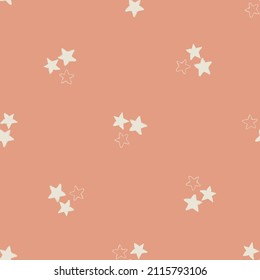 Gender neutral sleepy star seamless vector background. Simple whimsical romantic 2 tone pattern. Kids nursery wallpaper or scandi all over print. 