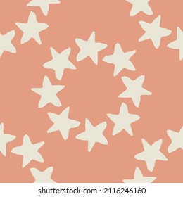 Gender neutral sleepy star seamless vector background. Simple whimsical romantic 2 tone pattern. Kids nursery wallpaper or scandi all over print. 