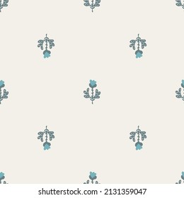 Gender neutral sprigged foliage seamless vector background. Simple whimsical botanical 2 tone pattern. Kids nursery wallpaper or scandi all over print. 